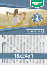 Pleated 18x24x1 Furnace Filters - (3-Pack) - MERV 8, MERV 11 and MERV 13 - PureFilters.ca