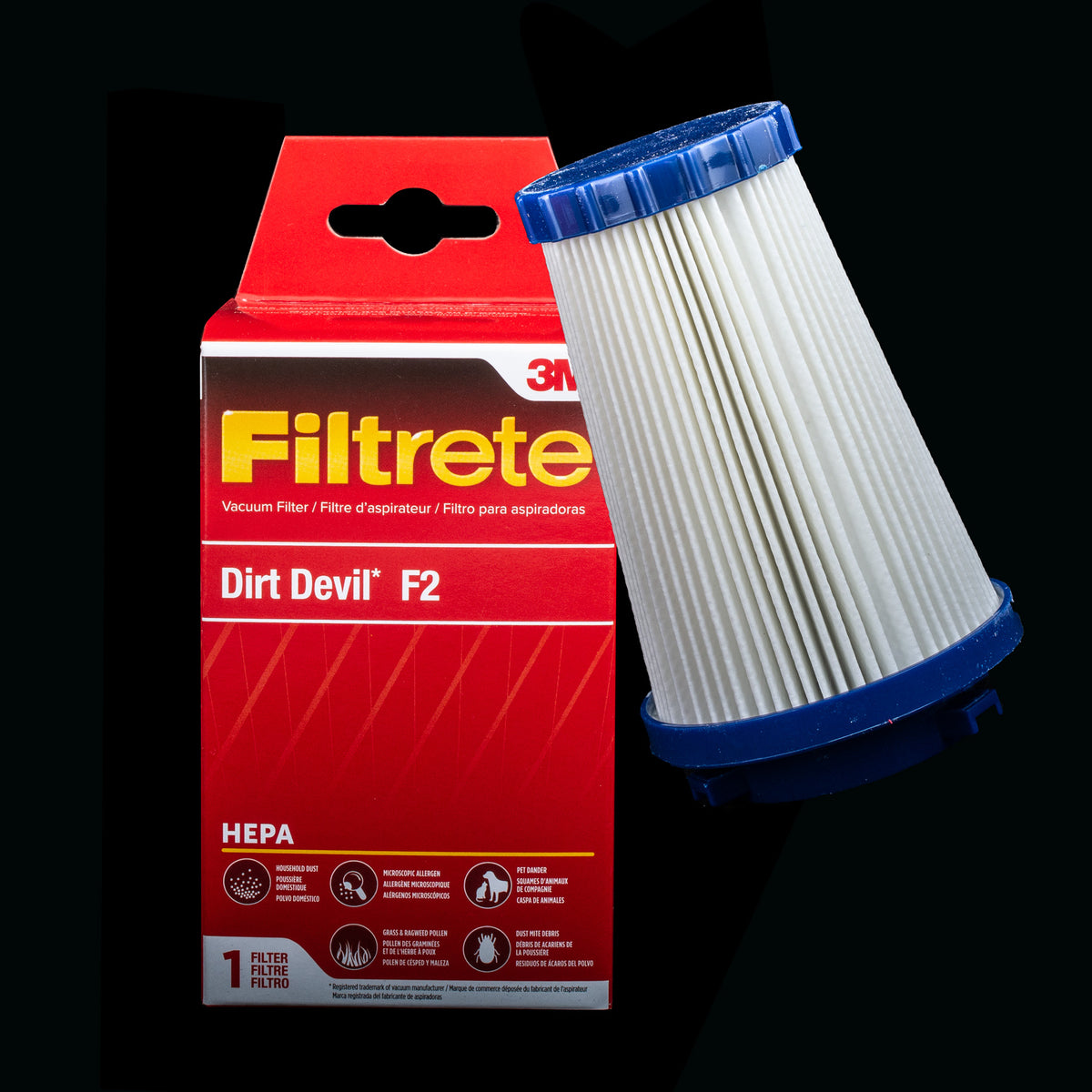 65802 Dirt Devil F2 Filter 3M Filtrete Pack of 1 Filter PureFilters