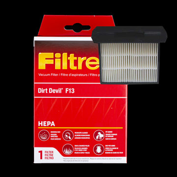 65813 Dirt Devil F13 Filter 3M Filtrete Fits Models Dirt Devil* Reaction* Dual Cyclonic (110000, 110000HD, 110005) Uprights and Upright Models with F13 Filters. Pack of 1 Filter