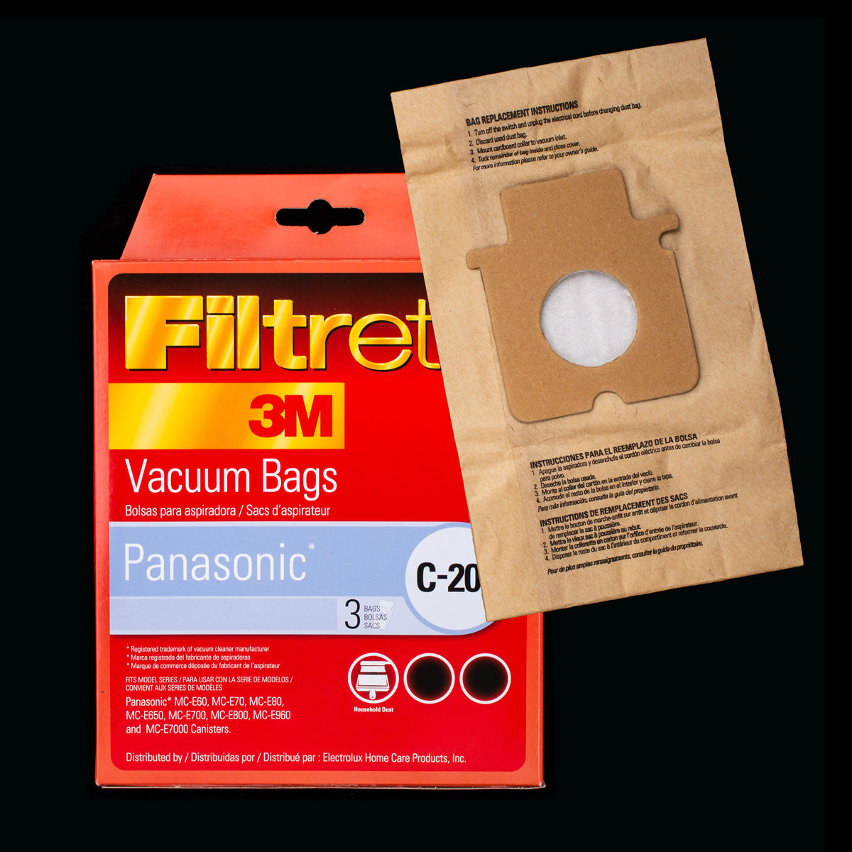 PakTrade 10 Sacchetti Per Aspirapolvere Panasonic – Compatibili Con Serie MC7000, MC-E60, MC-E650 E Modelli Swirl PC82, Menalux 2702