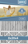 Pleated 8x20x4 Furnace Filters - (6-Pack) - Custom Size MERV 8 and MERV 11