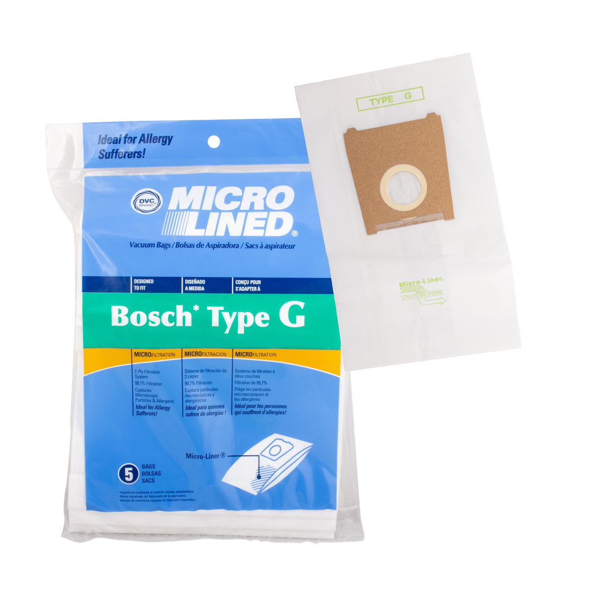BA21016 Bosch Canister Paper Bag Type G Microlined Formula **5 Pack