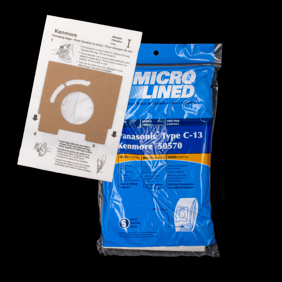 BA6439 Kenmore Paper Bag Microlined Type I Canister 50570 3 Pack