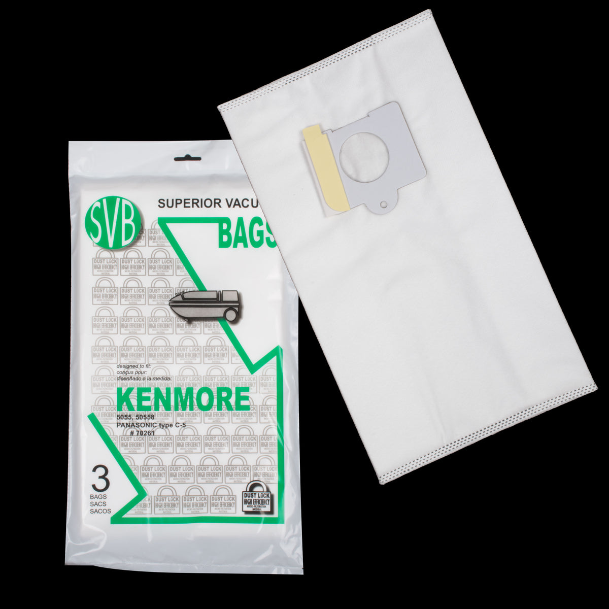 BA70261 Kenmore Dustlock Bag 5055, 50403 50558 50557 3 Pack SVB Best Quality Also Fits Panasonic