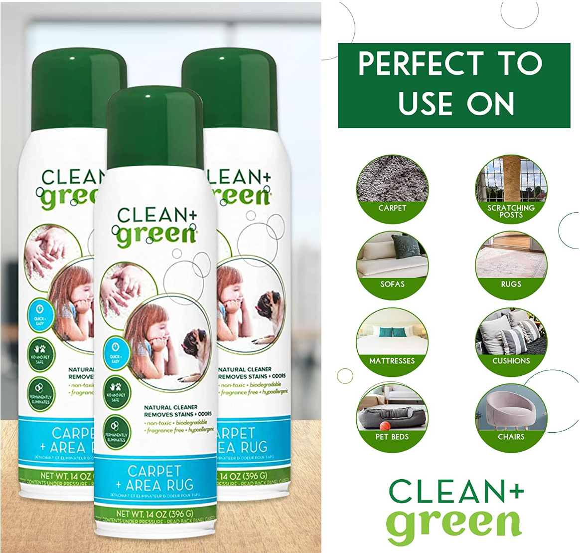 Clean + Green Carpet & Upholstery Pet Odour & Stain Remover PureFilters
