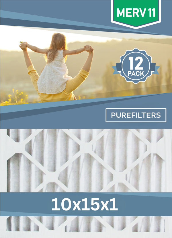 Pleated 10x15x1 Furnace Filters - (12-Pack) - Custom Size MERV 8, MERV 11 and MERV 13 - PureFilters.ca