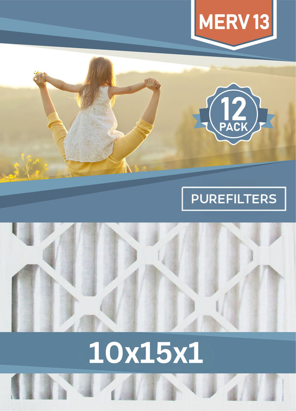 Pleated 10x15x1 Furnace Filters - (12-Pack) - Custom Size MERV 8, MERV 11 and MERV 13 - PureFilters.ca