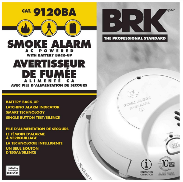 BRK 120V Hardwire Ionization Smoke Alarm