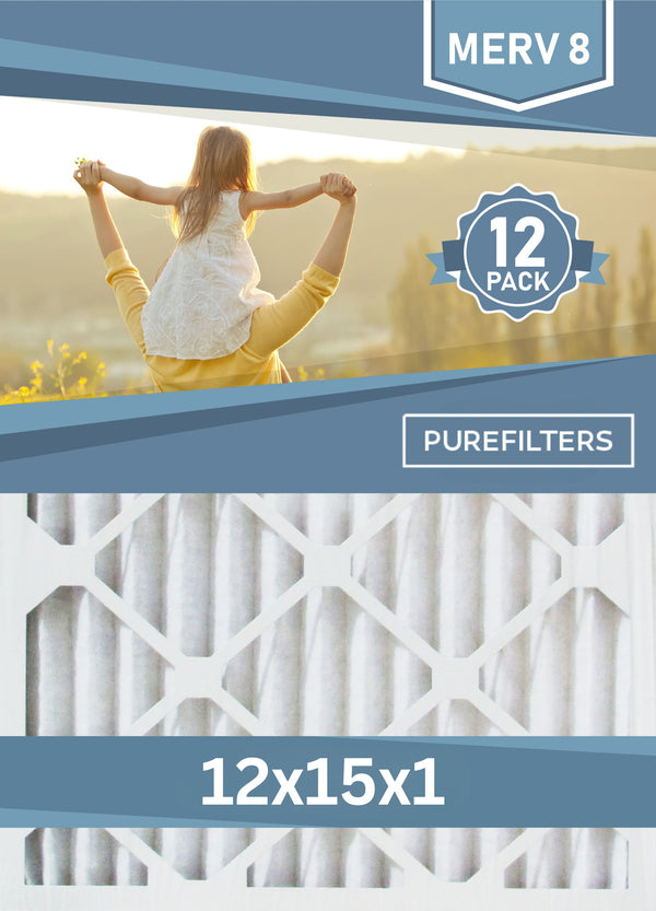 Pleated 12x15x1 Furnace Filters - (12-Pack) - Custom Size MERV 8, MERV 11 and MERV 13 - PureFilters.ca