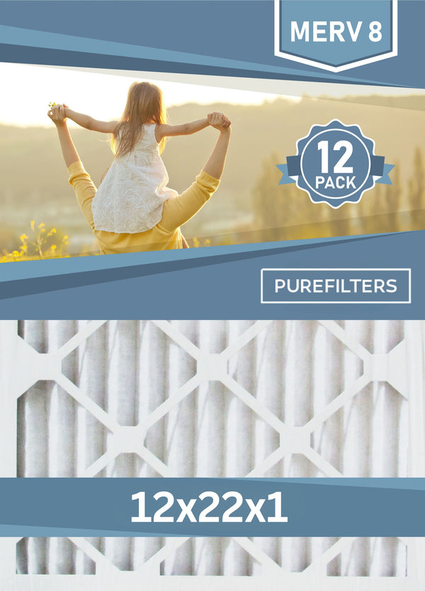 Pleated 12x22x1 Furnace Filters - (12-Pack) - Custom Size MERV 8, MERV 11 and MERV 13 - PureFilters.ca