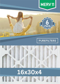 Pleated 16x30x4 Furnace Filters - (6-Pack) - Custom Size MERV 8, MERV 11 and MERV 13 - PureFilters.ca