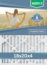 Pleated 18x20x4 Furnace Filters - (6-Pack) - Custom Size MERV 8, MERV 11 and MERV 13 - PureFilters.ca