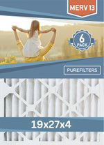 Pleated 19x27x4 Furnace Filters - (6-Pack) - Custom Size MERV 8, MERV 11 and MERV 13 - PureFilters.ca