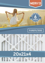 Pleated 20x21x4 Furnace Filters - (6-Pack) - Custom Size MERV 8, MERV 11 and MERV 13 - PureFilters.ca