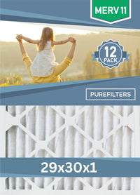 Pleated 29x30x1 Furnace Filters - (12-Pack) - Custom Size MERV 8, MERV 11 and MERV 13 - PureFilters.ca