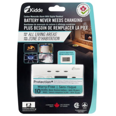 Kidde 10-Year Worry-Free Battery Operated, Carbon Monoxide Alarm, Digital Display