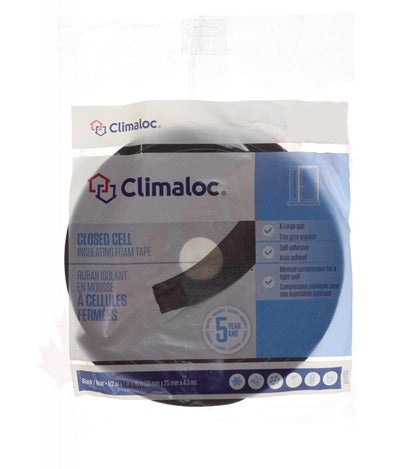 Climaloc Foam Tape, Black, 1/2" x 1" x 15'