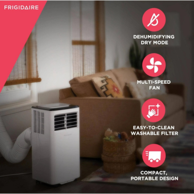 Frigidaire 8,000 BTU Portable Room Air Conditioner with Dehumidifier Mode, 115V, 350 sq.ft, R32