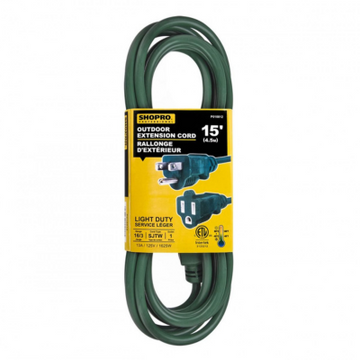 Shopro Outdoor Extension Cord, 1 Outlet, Green, 15 ft.