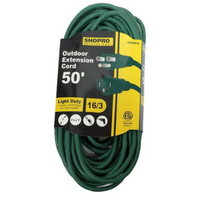 Shopro Outdoor Extension Cord, 1 Outlet, Green, 50 ft.