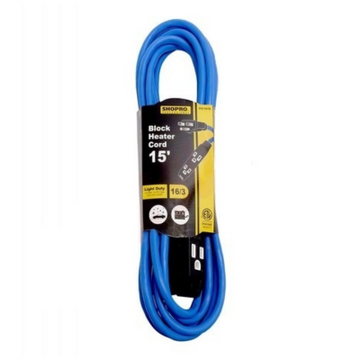 Shopro Block Heater Cord, 3 Outlets, Blue, 15 ft.