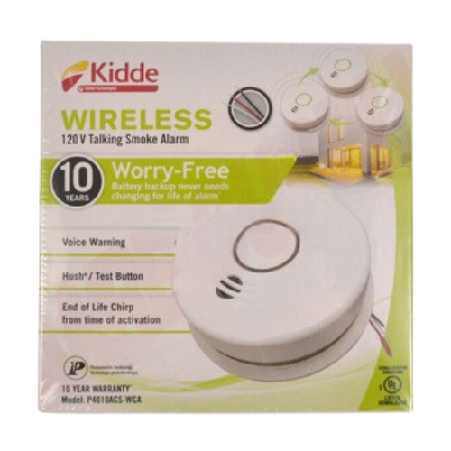 Kidde Hardwired Photoelectric Talking Smoke Alarm, 120VAC, with 10-Year Battery Backup