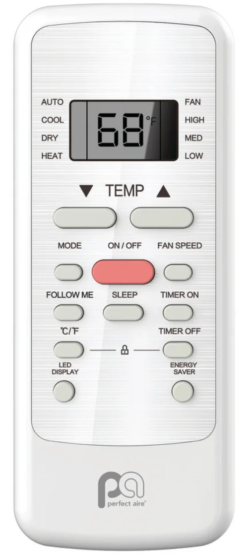 Perfect Aire 18,000 BTU Air Conditioner with Electric Heater - remote