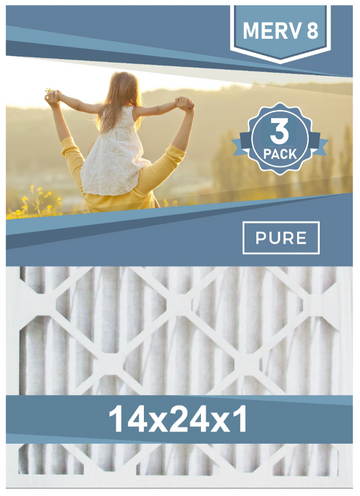 Pleated 14x24x1 Furnace Filters - (3-Pack) - MERV 8, MERV 11 and MERV 13
