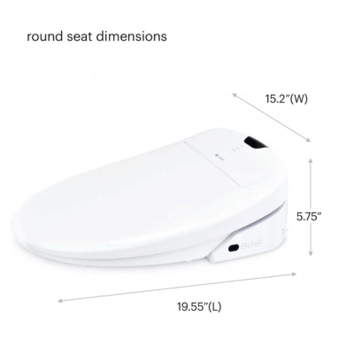 Brondell Swash 1400 Luxury Bidet Toilet Seat with Remote Control Round, White