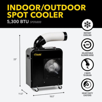 Perfect Aire 5,300 BTU Portable Spot Cooler, 115V, Indoor/Outdoor, R410A