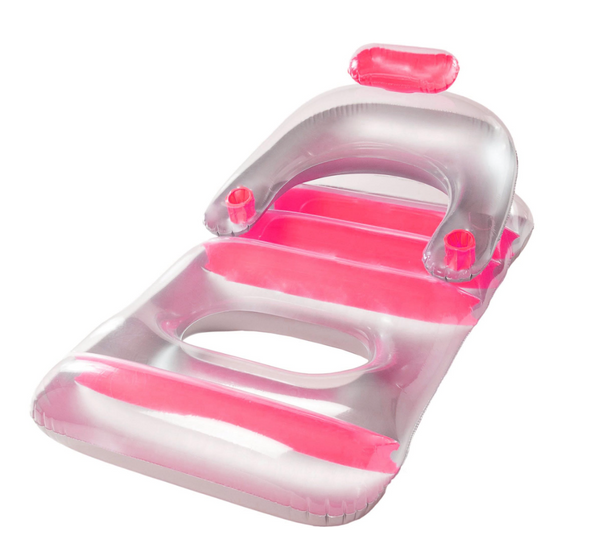 Pink Deluxe Inflatable Pool Lounge Chair