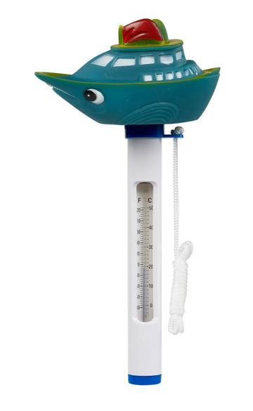 Blue Boat Figurine Pool Thermometer