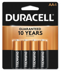 Duracell AA Coppertop Alkaline Battery, 4/Pack