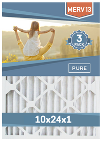 Pleated 10x24x1 Furnace Filters - (3-Pack) - MERV 8, MERV 11 and MERV 13