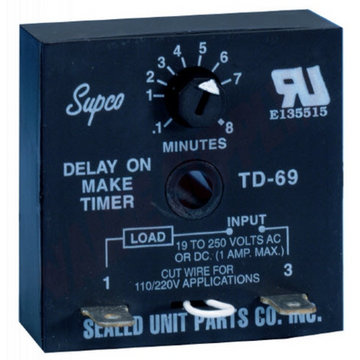 Supco TD69 Delay On Make Timer, 6sec To 8min