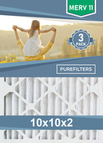 Pleated 10x10x2 Furnace Filters - (3-Pack) - MERV 8, MERV 11 and MERV 13 - PureFilters.ca