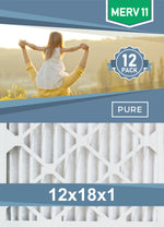 Pleated 12x18x1 Furnace Filters - (12-Pack) - Custom Size MERV 8 and MERV 11 - PureFilters