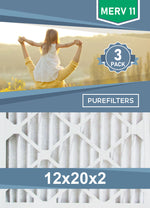 Pleated 12x20x2 Furnace Filters - (3-Pack) - MERV 8, MERV 11 and MERV 13 - PureFilters.ca