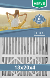 Pleated 13x20x4 Furnace Filters - (6-Pack) - Custom Size MERV 8 and MERV 11 - PureFilters