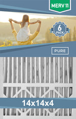 Pleated 14x14x4 Furnace Filters - (6-Pack) - Custom Size MERV 8 and MERV 11 - PureFilters