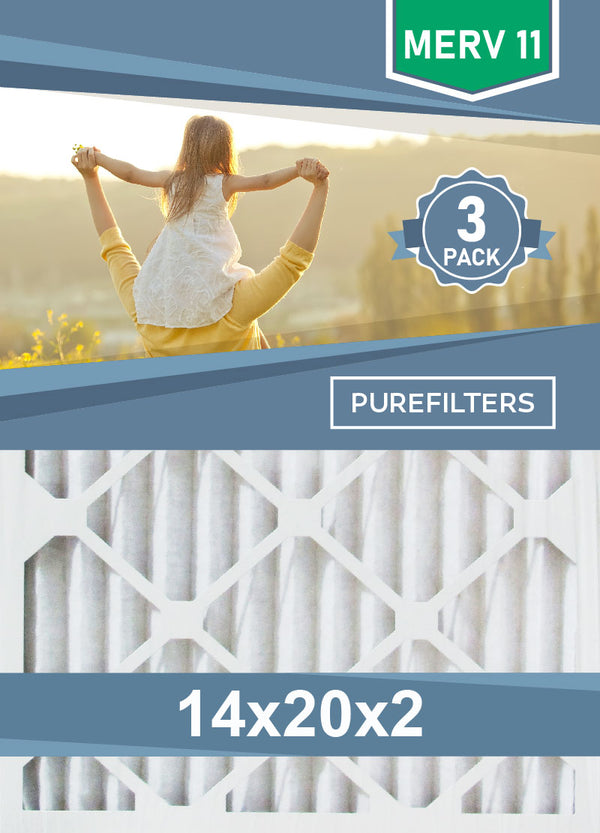 Pleated 14x20x2 Furnace Filters - (3-Pack) - MERV 8, MERV 11 and MERV 13 - PureFilters.ca