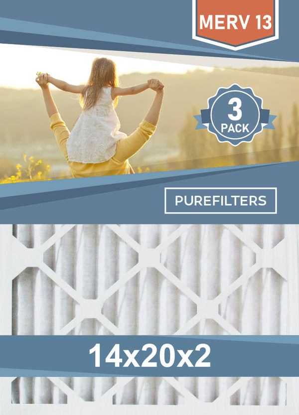 Pleated 14x20x2 Furnace Filters - (3-Pack) - MERV 8, MERV 11 and MERV 13 - PureFilters.ca