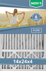 Pleated 14x24x4 Furnace Filters - (6-Pack) - Custom Size MERV 8 and MERV 11 - PureFilters