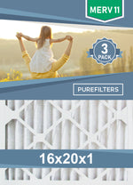 Pleated 16x20x1 Furnace Filters - (3-Pack) - MERV 8, MERV 11 and MERV 13 - PureFilters.ca