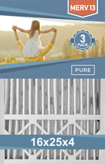 Pleated 16x25x4 Furnace Filters - (3-Pack) - MERV 8, MERV 11 and MERV 13 - PureFilters.ca