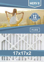 Pleated 17x17x2 Furnace Filters - (12-Pack) - Custom Size MERV 8 and MERV 11 - PureFilters