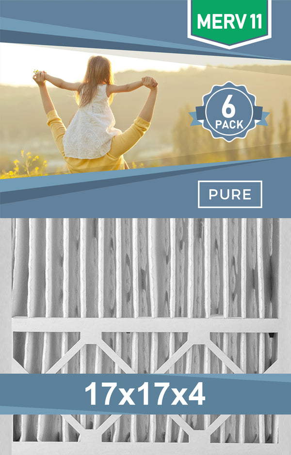 Pleated 17x17x4 Furnace Filters - (6-Pack) - Custom Size MERV 8 and MERV 11 - PureFilters
