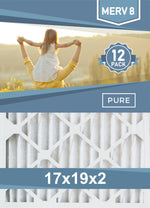 Pleated 17x19x2 Furnace Filters - (12-Pack) - Custom Size MERV 8 and MERV 11 - PureFilters