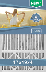 Pleated 17x19x4 Furnace Filters - (6-Pack) - Custom Size MERV 8 and MERV 11 - PureFilters