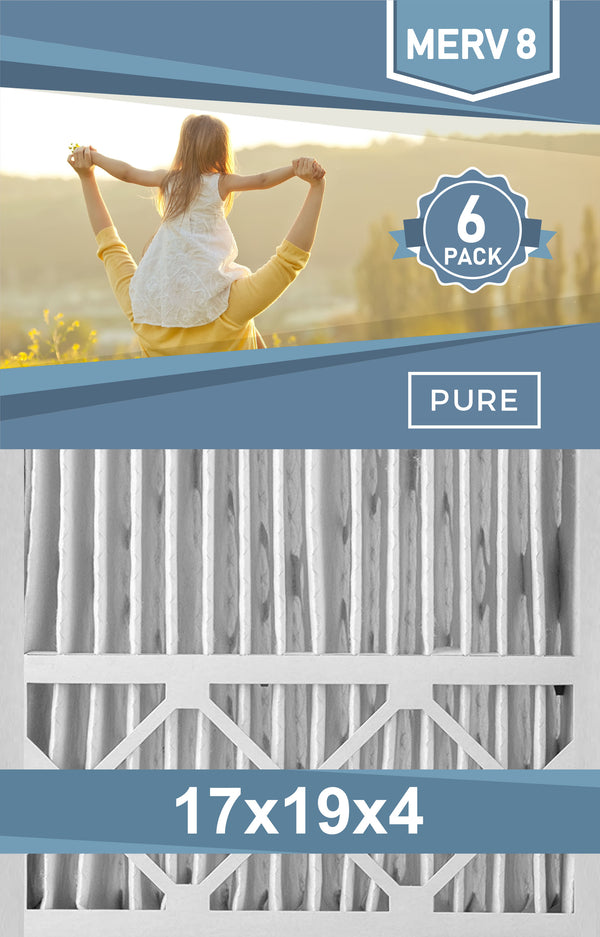 Pleated 17x19x4 Furnace Filters - (6-Pack) - Custom Size MERV 8 and MERV 11 - PureFilters